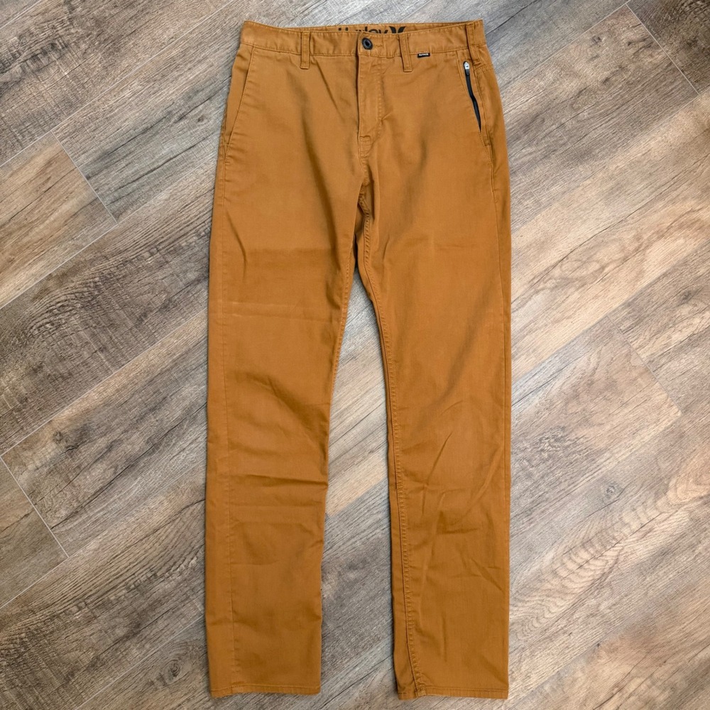 Hurley Nike Dri-FIT Chino Pant Men 29 Brown Slim Fit Office Sporty Golf Gorpcore